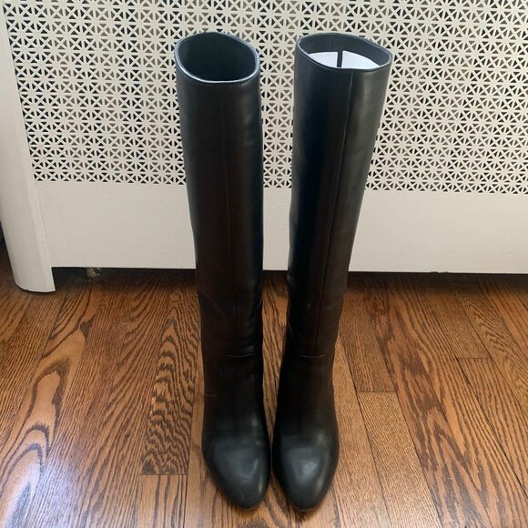 Loeffler Randall Goldy Knee High Boots Black Leather - Picture 3 of 7